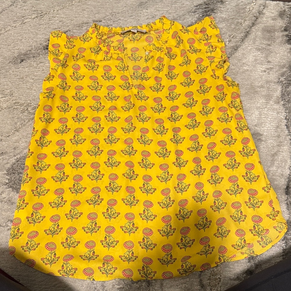 LOFT Yellow Floral Blouse